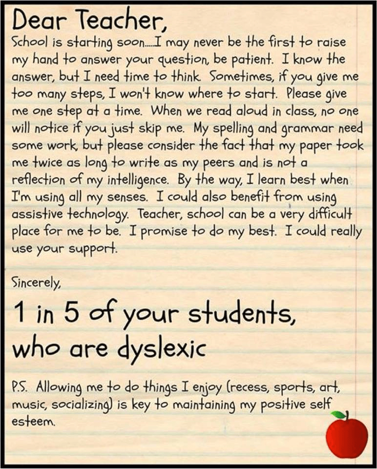 Dear Teacher student note