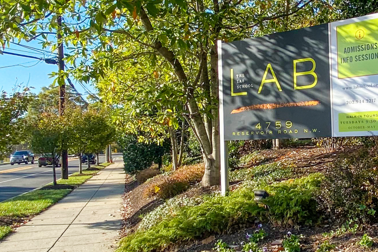 Lab sign in front of entrance for The Lab School