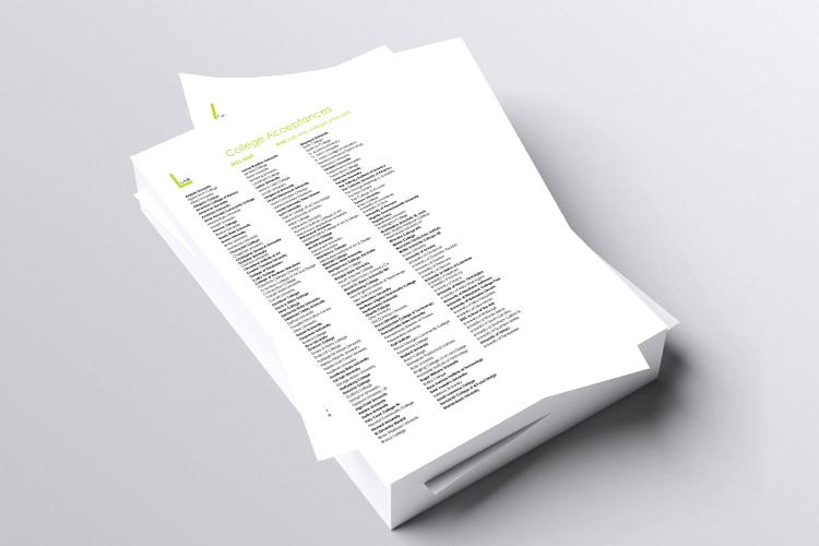List of college acceptances from 2021-2025