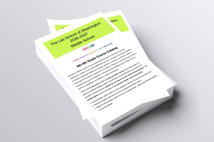 Cover page of 26-27 Middle School Course Catalog
