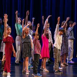 Students on Stage at Theater Opening