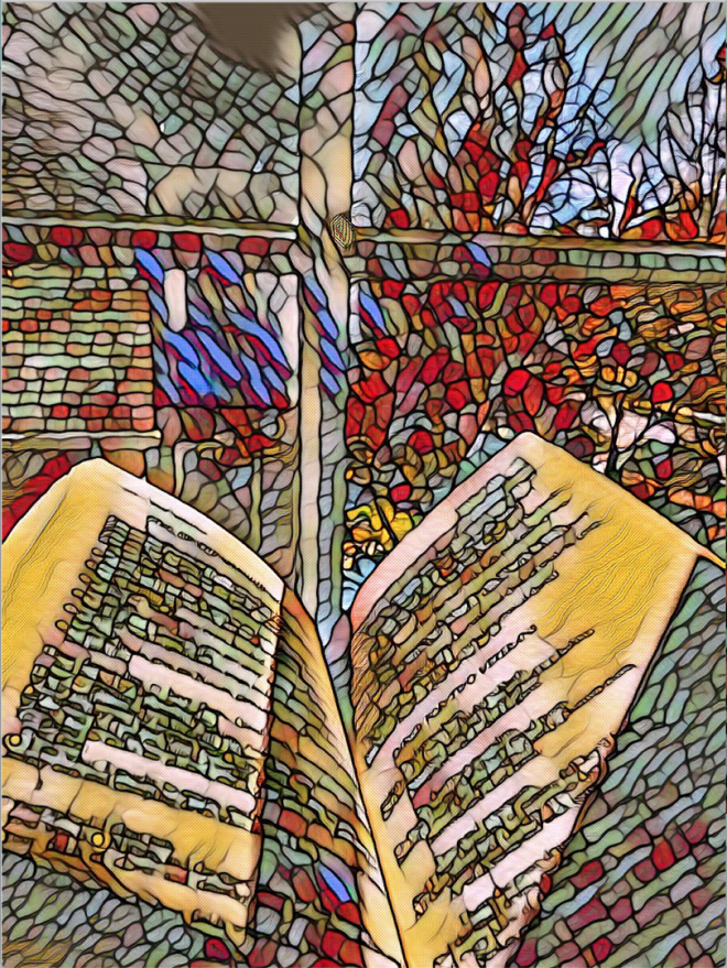 Student atwork of stained glass window