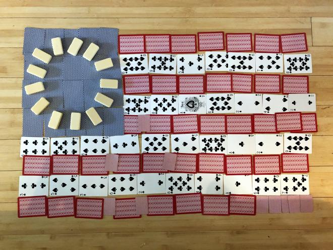 American flag made out of dominoes tiles
