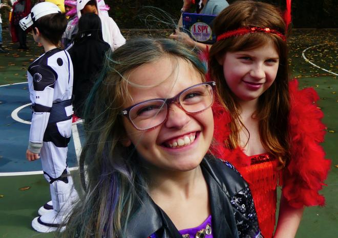 Students in Costume Smiling